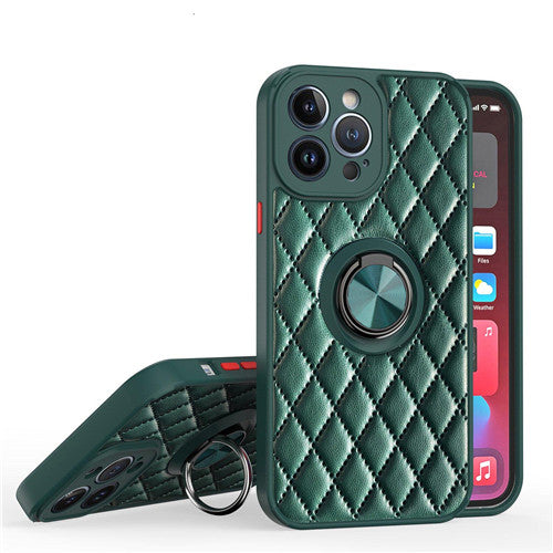 Luxury Shockproof Diamond Quilted Ring Holder Phone Case For iPhone - Case Monkey