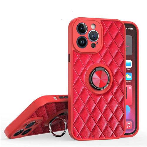 Luxury Shockproof Diamond Quilted Ring Holder Phone Case For iPhone - Case Monkey