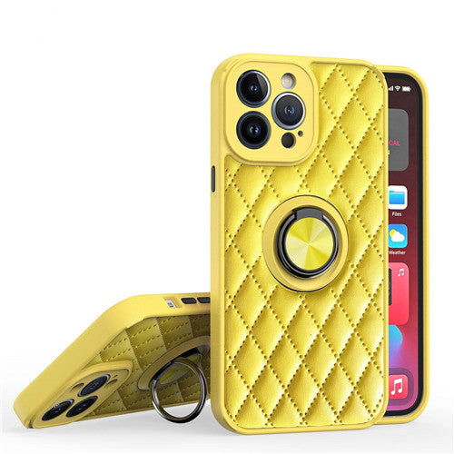 Luxury Shockproof Diamond Quilted Ring Holder Phone Case For iPhone - Case Monkey