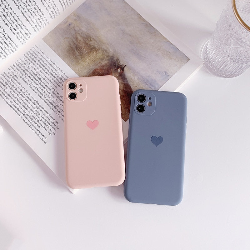 Pastel Colour Silicone Love Heart Phone Case With Lens Protection For iPhone - Case Monkey