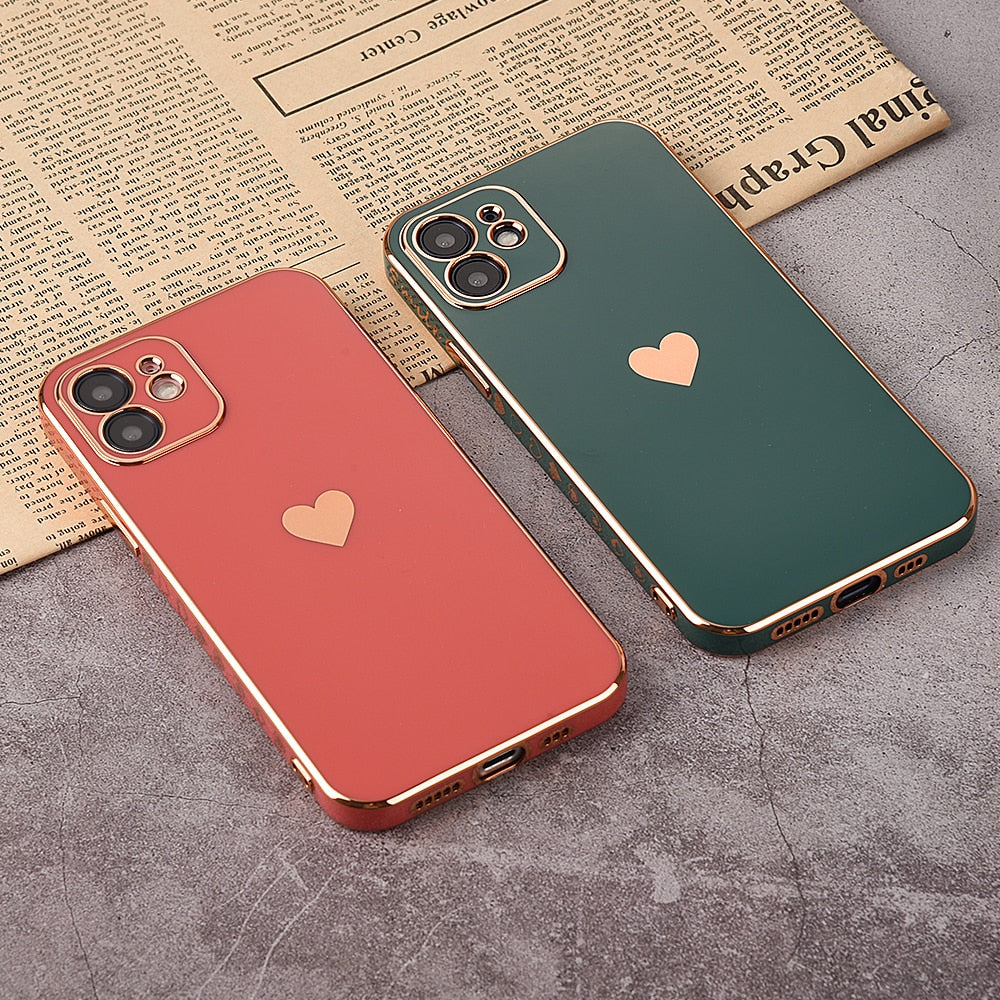 Full Lens Protection Plated Heart Phone Case For iPhone - Case Monkey