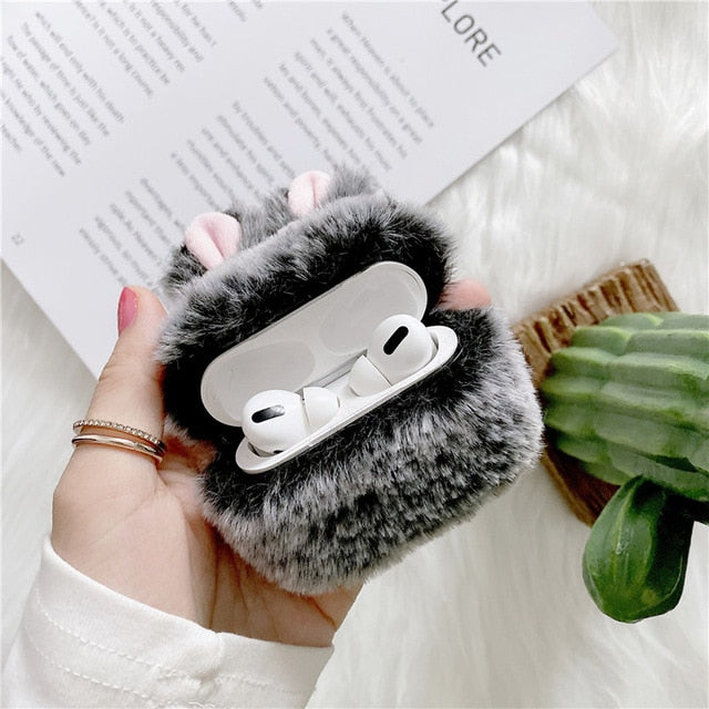 Cute Fluffy Rabbit Ears Case Cover For Apple Airpods - Case Monkey